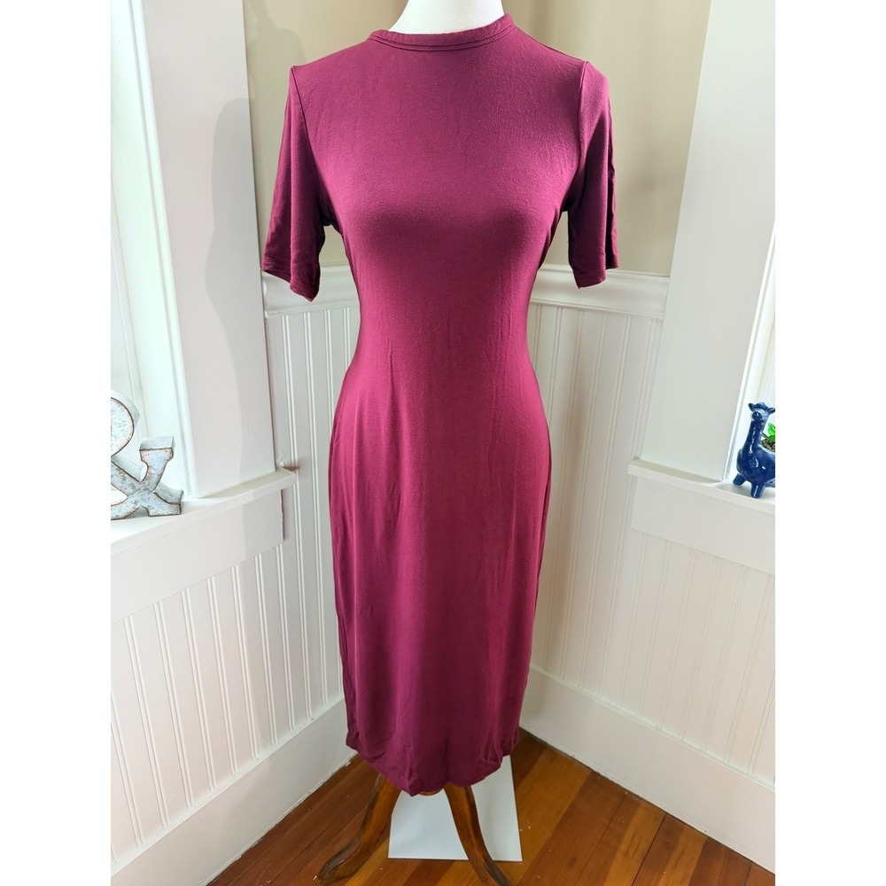 Daily Ritual Burgundy Tie Back T-Shirt Midi Dress Size Medium